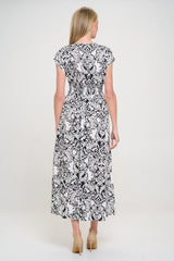 RENEE C Printed Smocked Waist Maxi Dress