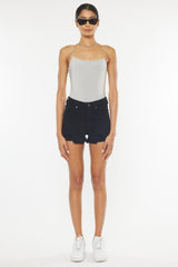 Kancan High Rise Raw Hem Denim Shorts