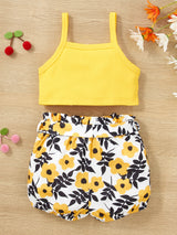 Decorative Button Tank and Floral Shorts Set