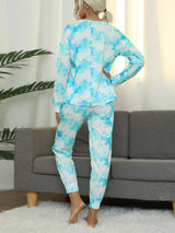 Tie-Dye Round Neck Top and Pants Lounge Set