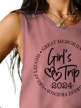 Letter Graphic Round Neck Tank