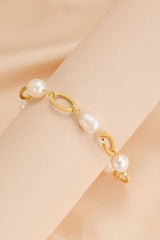 14K Gold-plated Lobster Closure Freshwater Pearl Bracelet