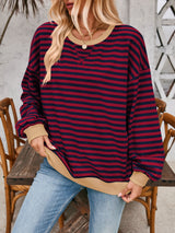 Contrast Striped Long Sleeve Sweatshirt