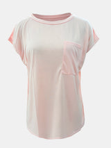 Full Size Round Neck Cap Sleeve T-Shirt