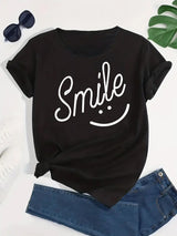 SMILE Round Neck Short Sleeve T-Shirt